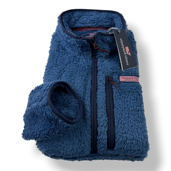 Vineyard Vines Other - Vineyard Vines Mens New Eng High Pile Fleece 1/4 Zip Moonshine Blue Large NWT